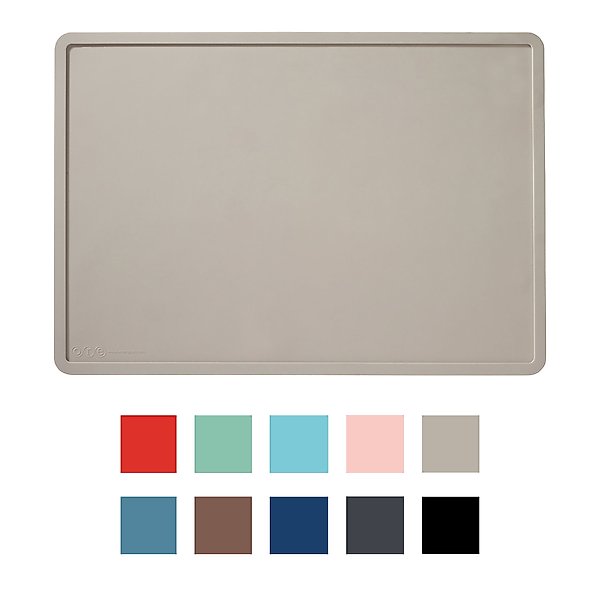 Show full view: Speckle & Spot by Ore' Originals Pet Silicone Dog & Cat Placemat, Light Grey slide 1 of 7