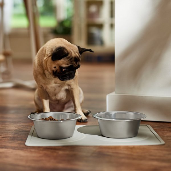 Show full view: Speckle & Spot by Ore' Originals Pet Silicone Dog & Cat Placemat, Light Grey slide 2 of 7