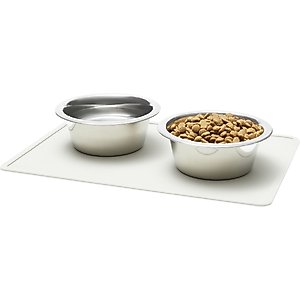 Speckle & Spot by Ore' Originals Pet Silicone Dog & Cat Placemat, Light Grey
