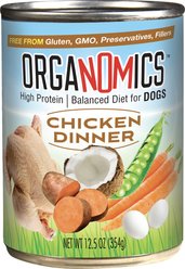 OrgaNOMics Chicken Dinner Grain-Free Pate Wet Dog Food, 12.5-oz can, case of 12