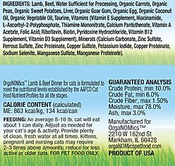 OrgaNOMics Lamb & Beef Dinner Grain-Free Pate Wet Cat Food, 5.5-oz can, case of 24 slide 2 of 5