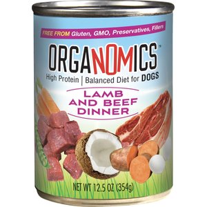 OrgaNOMics Lamb & Beef Dinner Grain-Free Pate Wet Dog Food, 12.5-oz can, case of 12