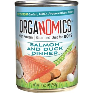 OrgaNOMics Salmon & Duck Dinner Grain-Free Pate Wet Dog Food, 12.5-oz can, case of 12