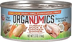 OrgaNOMics Turkey, Duck & Chicken Dinner Grain-Free Pate Wet Cat Food, 5.5-oz can, case of 24