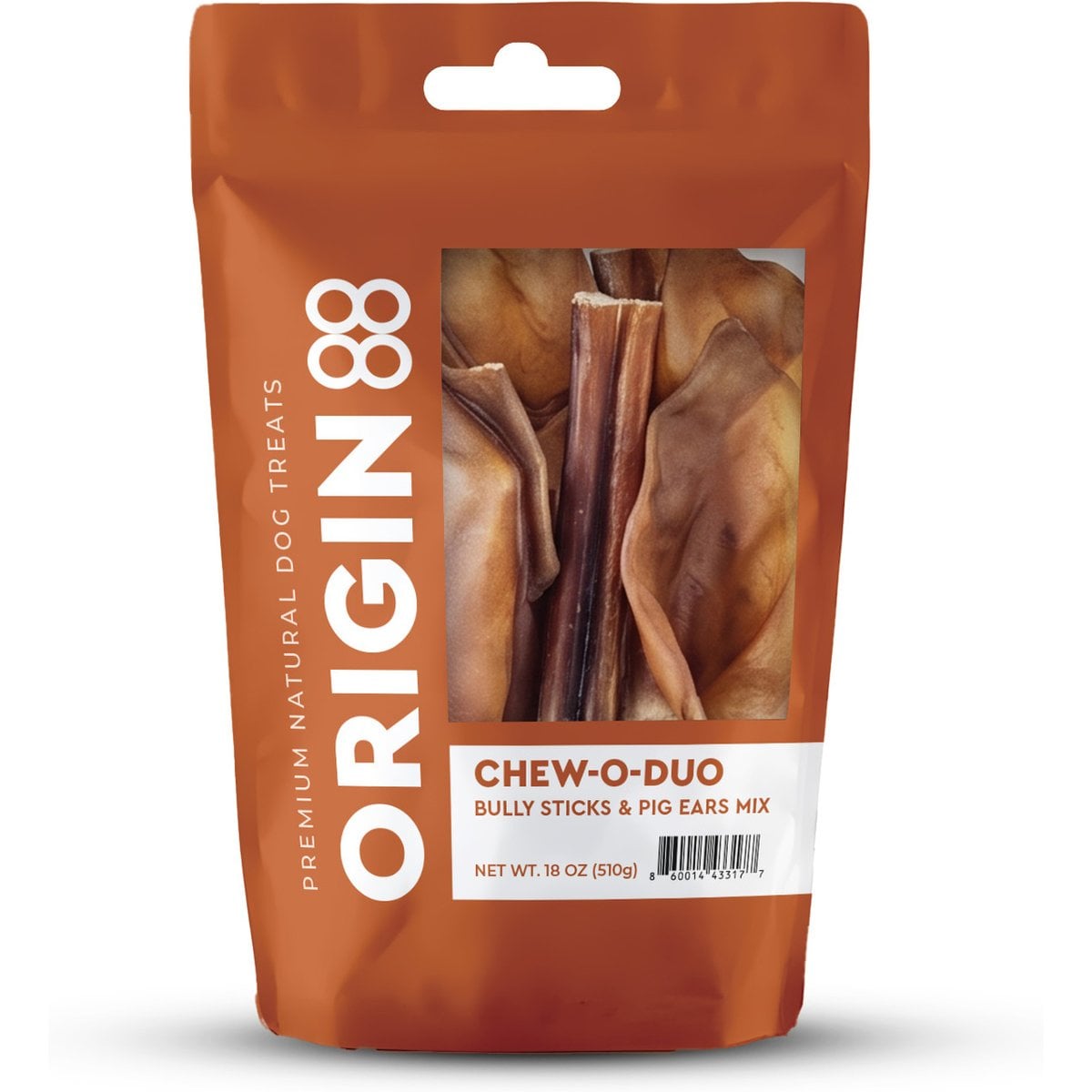 ORIGIN-88 Bully Sticks & Pig Ears Mix Variety Pack Premium Natural Dog Chew, 1-lb bag