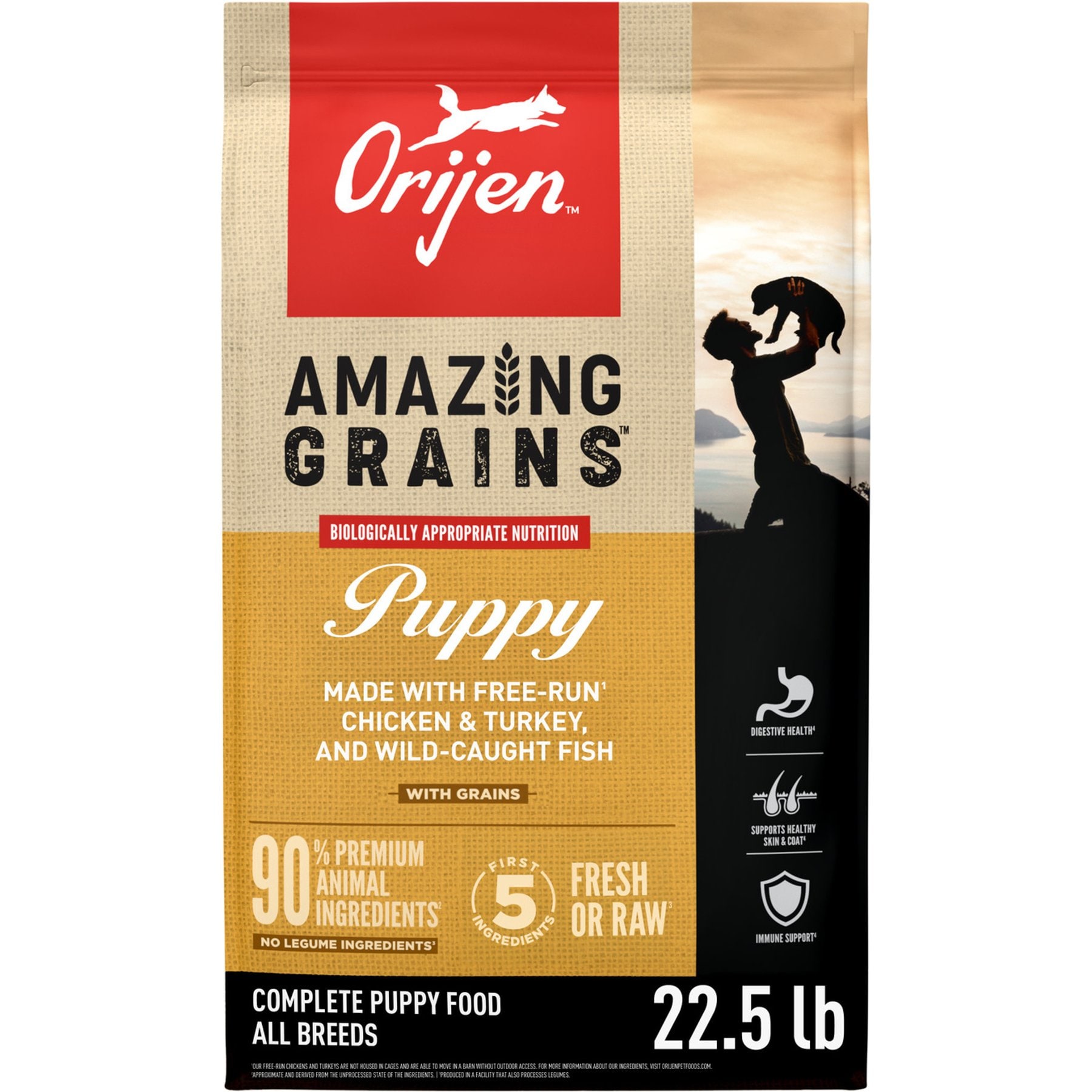 ORIJEN Amazing Grains High-Protein Puppy Dry Dog Food, 22.5-lb bag