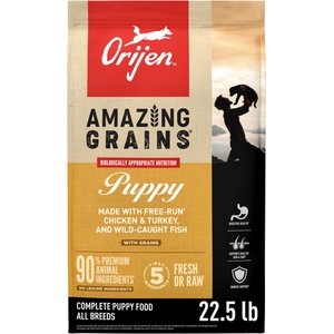 ORIJEN Amazing Grains High-Protein Puppy Dry Dog Food, 22.5-lb bag
