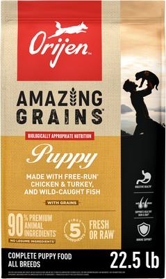 ORIJEN Amazing Grains High-Protein Puppy Dry Dog Food, 22.5-lb bag