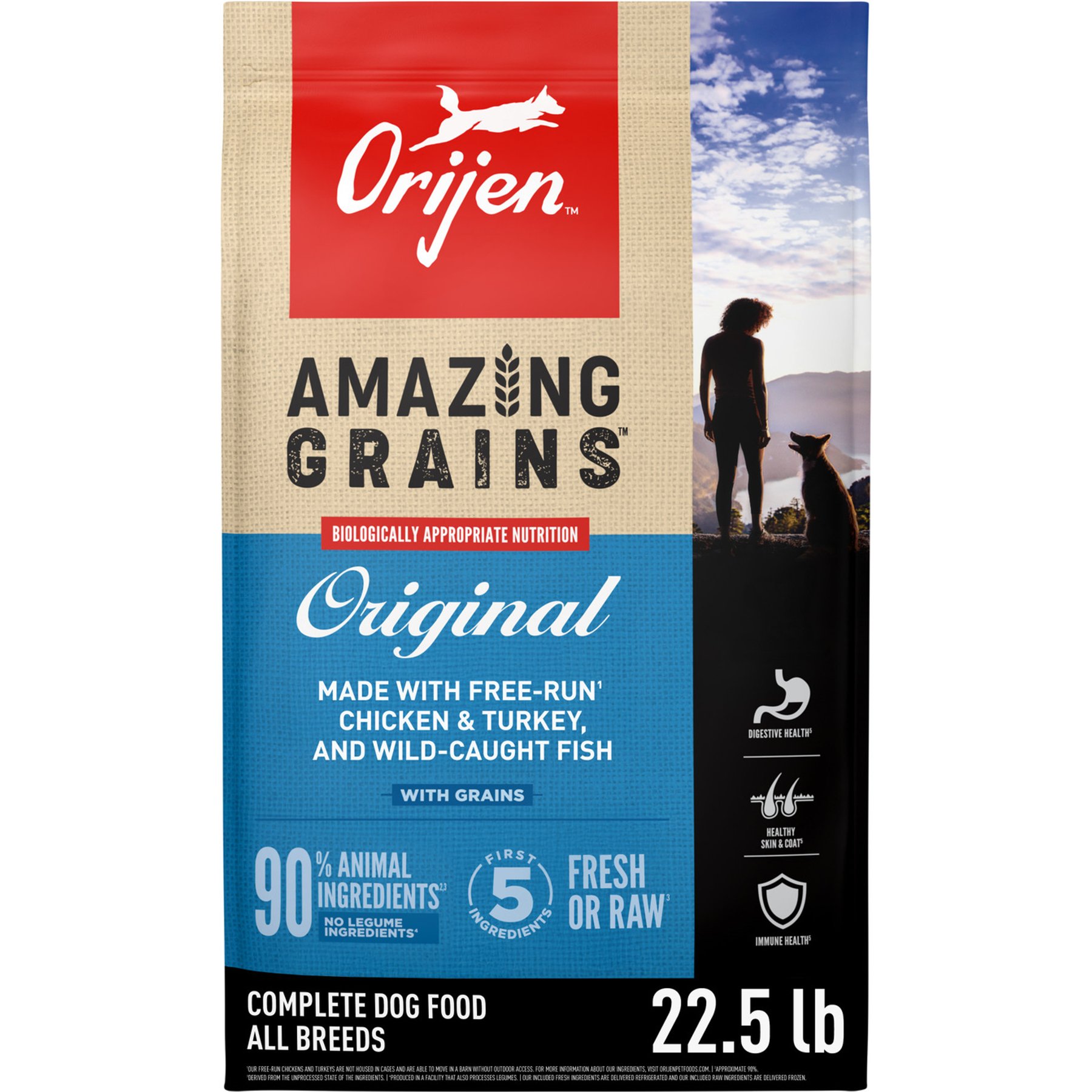 ORIJEN Amazing Grains Original High-Protein Dry Dog Food, 22.5-lb bag