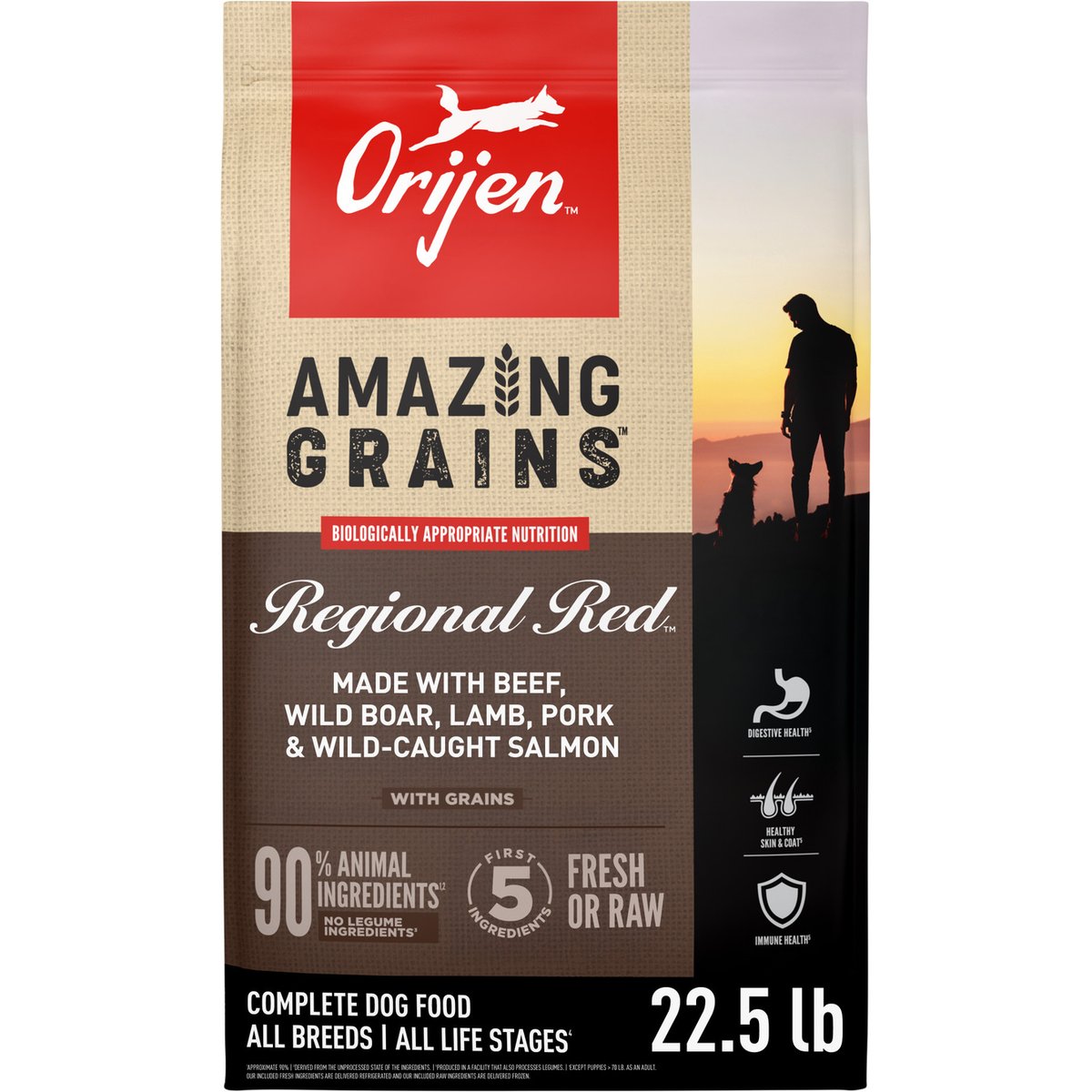 ORIJEN Amazing Grains Regional Red High-Protein Dry Dog Food, 22.5-lb bag