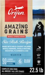 ORIJEN Amazing Grains Six Fish High-Protein Dry Dog Food, 22.5-lb bag