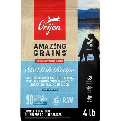 ORIJEN ORIJEN Amazing Grains Six Fish High-Protein Dry Dog Food, 4-lb bag