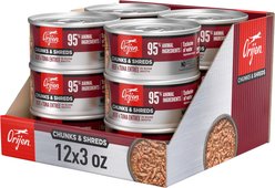 ORIJEN Beef & Tuna Entree Chunks & Shreds Wet Cat Food, 3-oz can, case of 12