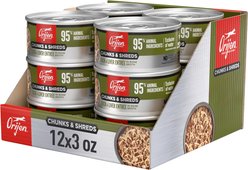 ORIJEN Duck & Liver Entree Chunks & Shreds Wet Cat Food, 3-oz can, case of 12