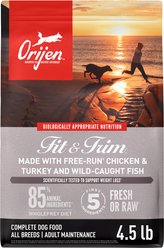 ORIJEN Fit & Trim Grain-Free High-Protein Dry Dog Food, 4.5-lb bag