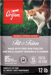 ORIJEN Fit & Trim Grain-Free High-Protein Premium Dry Cat Food, 12-lb bag