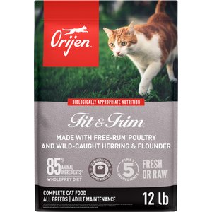 ORIJEN Fit & Trim Grain-Free High-Protein Premium Dry Cat Food, 12-lb bag