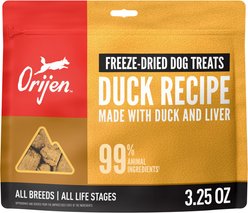 ORIJEN Free Run Duck Grain-Free High-Protein Freeze-Dried Dog Treats, 3.25-oz bag