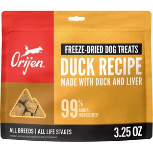 ORIJEN Free Run Duck Grain-Free High-Protein Freeze-Dried Dog Treats, 3.25-oz bag
