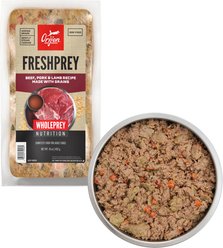 ORIJEN FRESHPREY Frozen Human-Grade Grain-Inclusive Beef, Pork & Lamb Recipe Dog Food, 16-oz pouch, case of 7