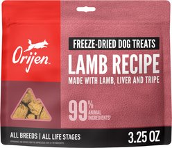 ORIJEN Grass Fed Lamb Grain-Free High-Protein Freeze-Dried Dog Treats, 3.25-oz bag