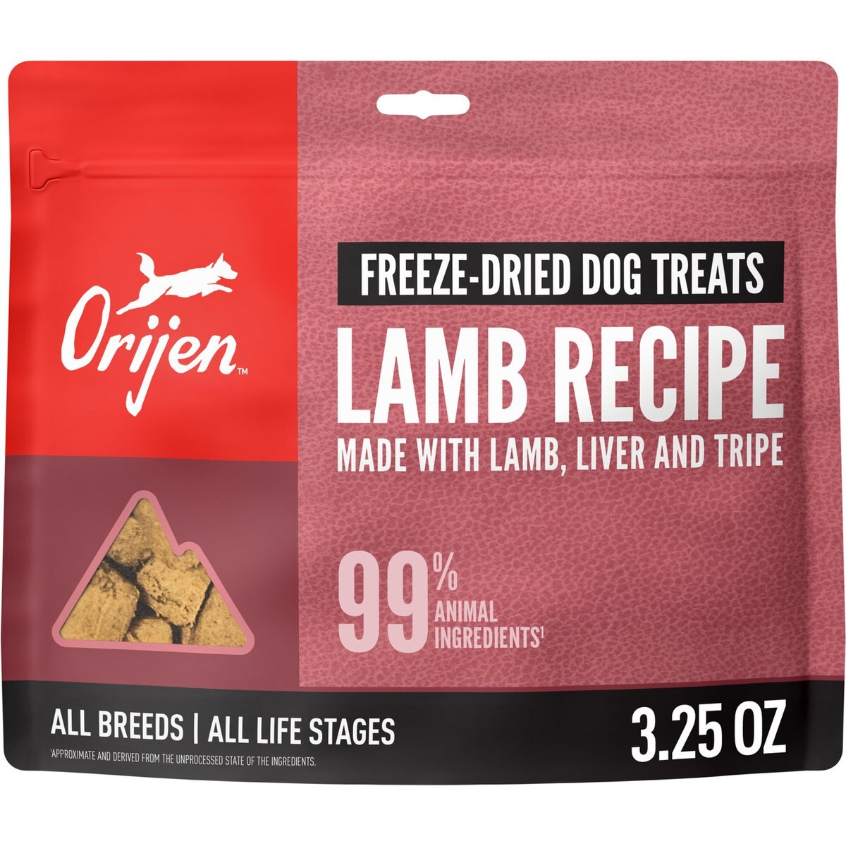 ORIJEN Grass Fed Lamb Grain-Free High-Protein Freeze-Dried Dog Treats, 3.25-oz bag