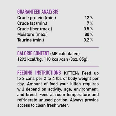 Show full view: ORIJEN Premium Chicken & Salmon Entree in Bone Broth Pate Wet Kitten Cat Food, 3-oz can, case of 24 slide 9 of 12