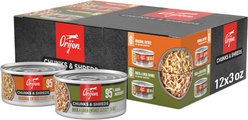 ORIJEN Original Chunks & Shreds Variety Pack Duck & Liver Wet Cat Food, 3-oz can, case of 12