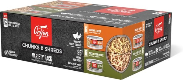 ORIJEN Original Chunks & Shreds Variety Pack Duck & Liver Wet Cat Food