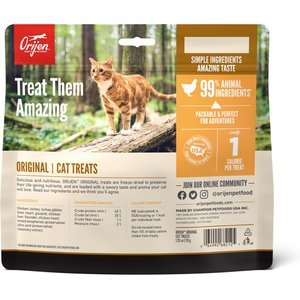 ORIJEN Original Freeze-Dried Grain-Free High-Protein Raw Animal Ingredients Cat Treats, 1.25-oz bag