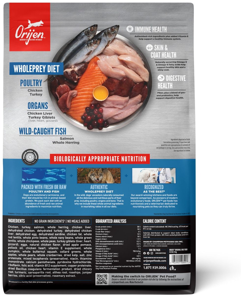 Orijen Original ドッグフード 23.5 lb Amazon.com: ORIJEN Grain Free High Protein Dry Dog Food