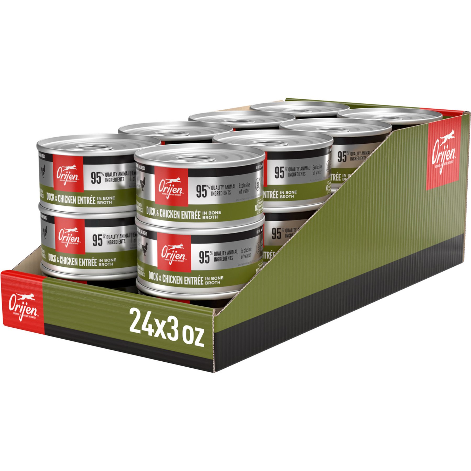 ORIJEN Premium Duck & Chicken Entree in Bone Broth Pate Wet Cat Food, 3-oz can, case of 24