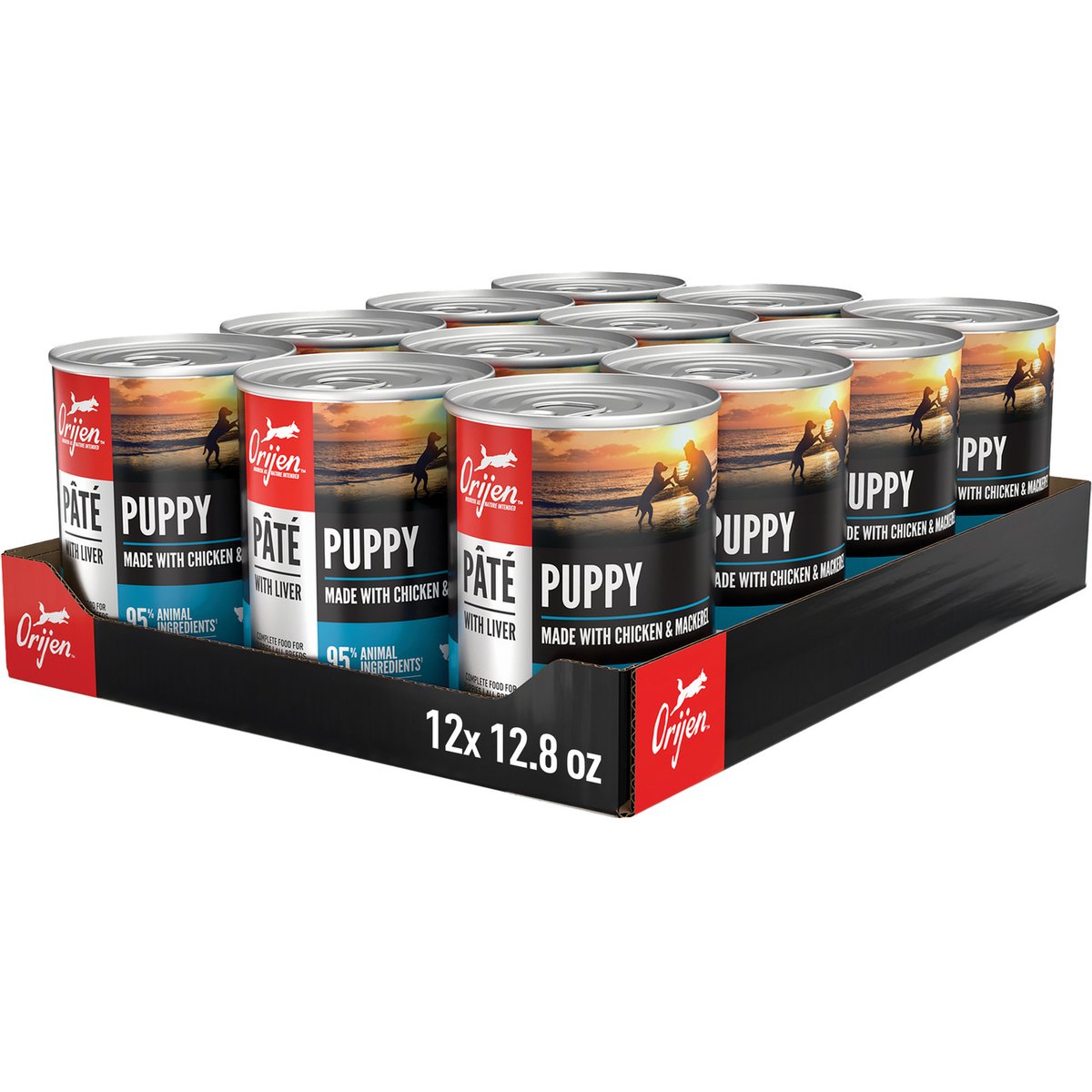 ORIJEN Puppy Pate Poultry & Fish Wet Dog Food, 12.8-oz can, case of 12