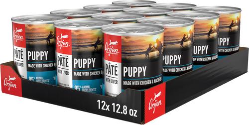 ORIJEN Puppy Pate Poultry & Fish Wet Dog Food, 12.8-oz can, case