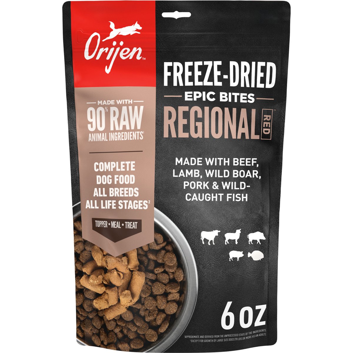 ORIJEN Regional Red Epic Bites Freeze-Dried Dry Dog Food, 6-oz bag