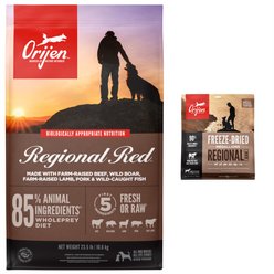 ORIJEN Regional Red Grain-Free Dry Dog Food, 23.5-lb bag + Regional Red Grain-Free Freeze-Dried Dog Food & Topper, 16-oz bag