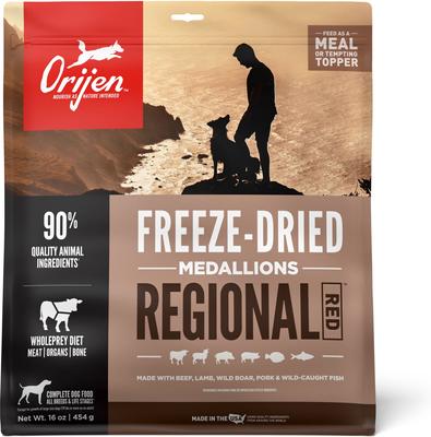 Show full view: ORIJEN Regional Red Grain-Free Dry Dog Food, 23.5-lb bag + Regional Red Grain-Free Freeze-Dried Dog Food & Topper, 16-oz bag slide 5 of 9