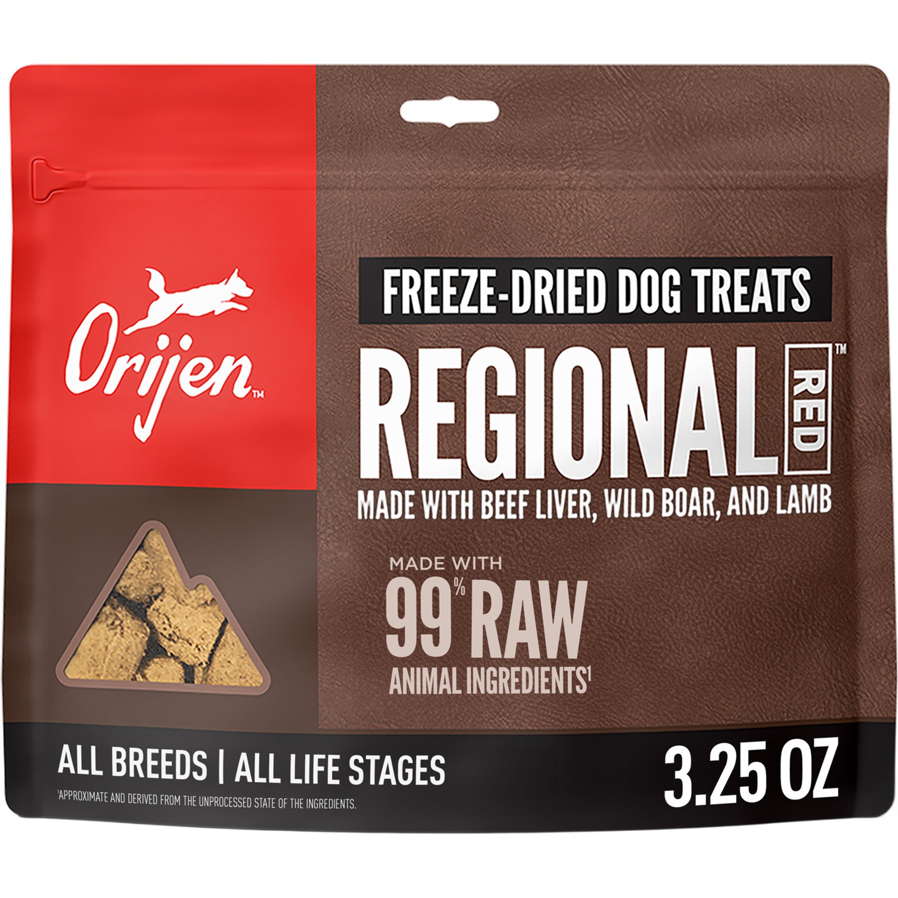 ORIJEN Regional Red Grain-Free High-Protein Freeze-Dried Dog Treats, 3.25-oz bag