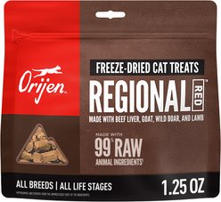 ORIJEN Regional Red Grain-Free High-Protein Raw Animal Ingredients Freeze-Dried Cat Treats, 1.25-oz bag slide 1 of 6