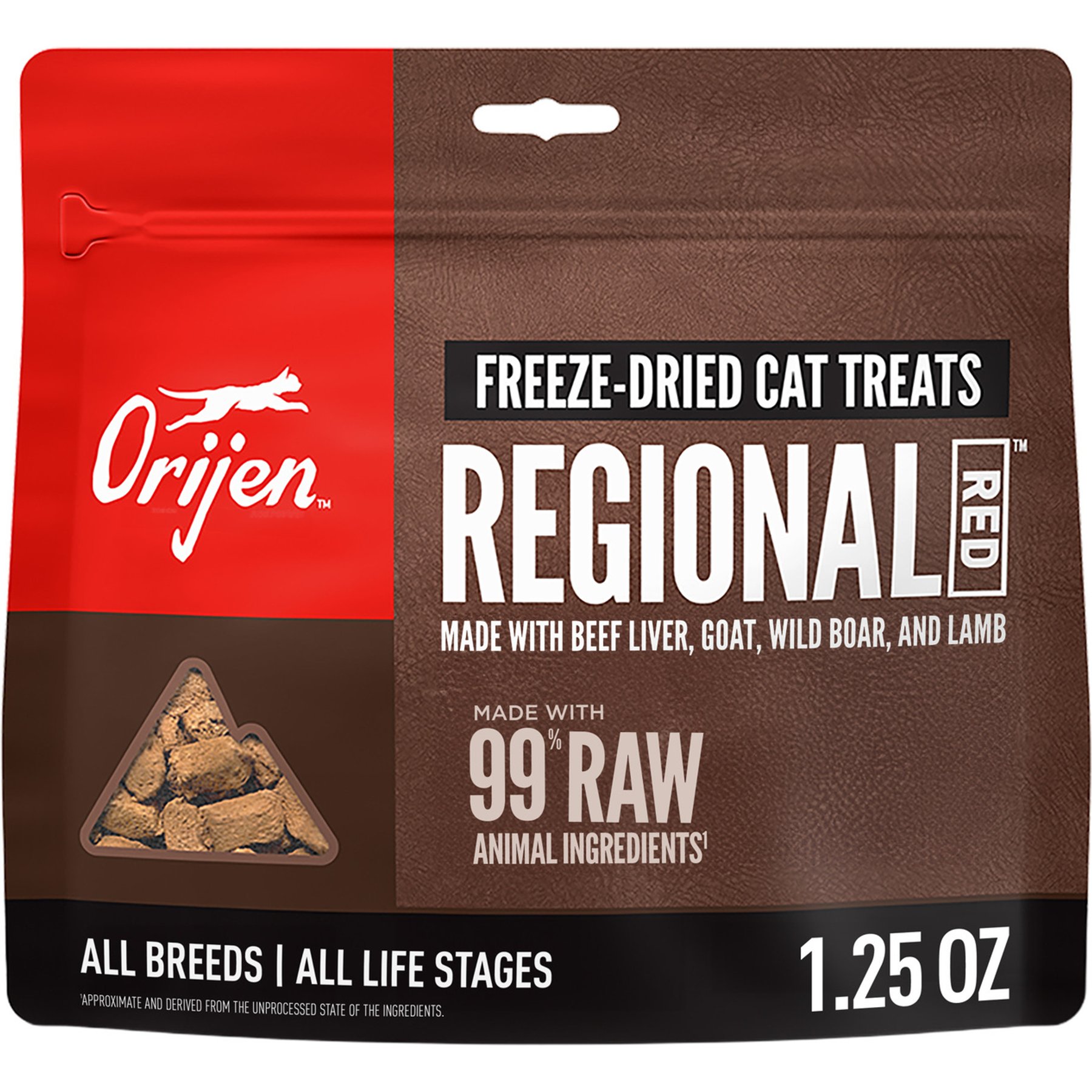 ORIJEN ORIJEN Regional Red Grain-Free High-Protein Raw Animal Ingredients Freeze-Dried Cat Treats, 1.25-oz bag