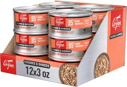 ORIJEN Salmon & Chicken Entree Chunks & Shreds Wet Cat Food, 3-oz can, case of 12