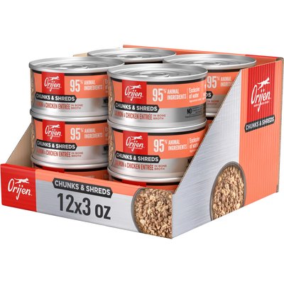ORIJEN ORIJEN Salmon & Chicken Entree Chunks & Shreds Wet Cat Food, 3-oz can, case of 12