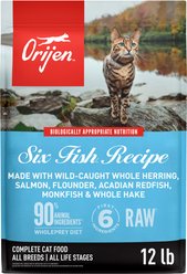 ORIJEN Six Fish Grain-Free High-Protein Premium Dry Cat Food, 12-lb bag