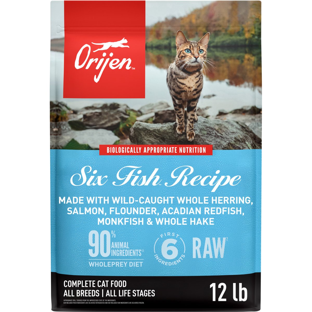ORIJEN Six Fish Grain-Free High-Protein Premium Dry Cat Food, 24-lb bundle