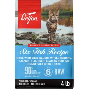 ORIJEN Six Fish Grain-Free High-Protein Premium Dry Cat Food, 4-lb bag