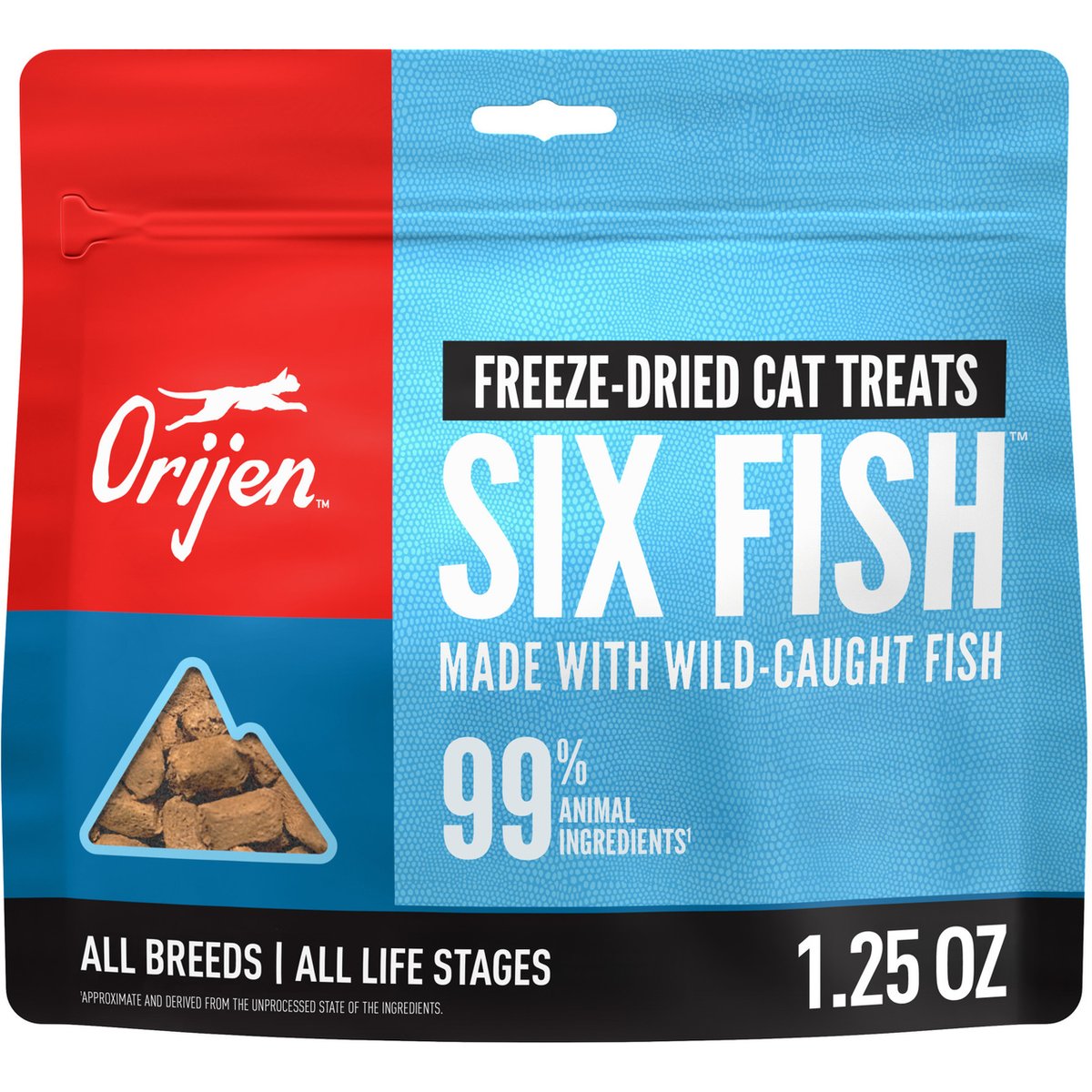 ORIJEN Six Fish Grain-Free High-Protein Raw Animal Ingredients Freeze-Dried Cat Treats, 1.25-oz bag