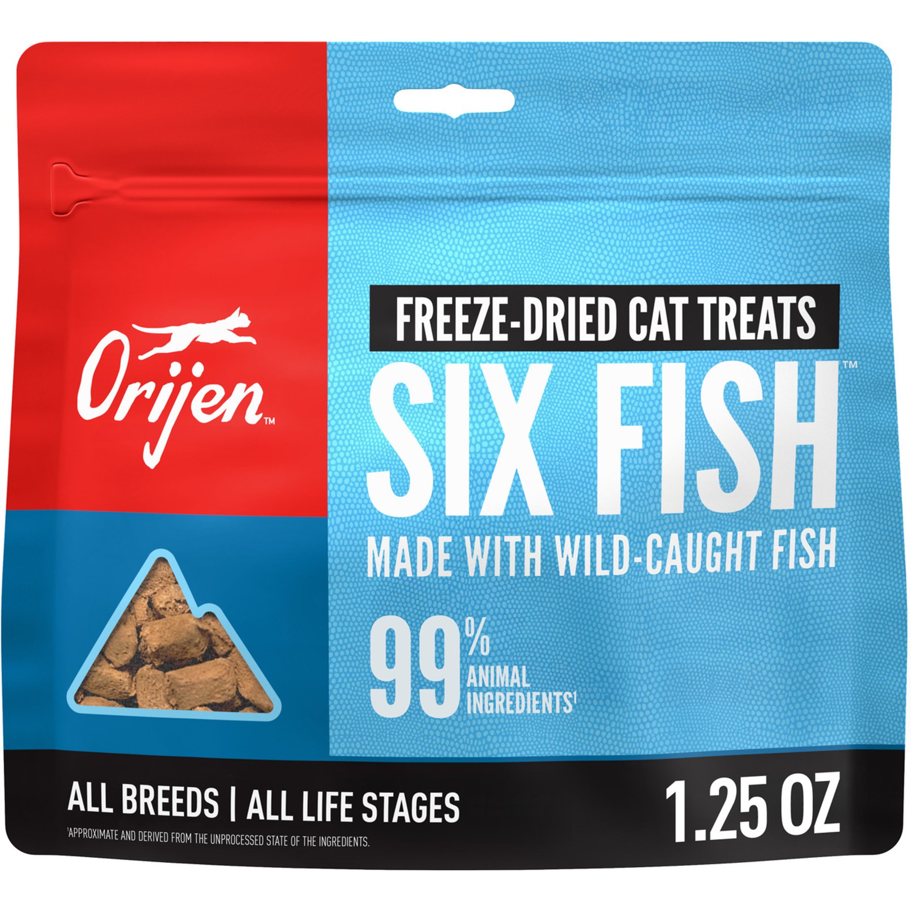 ORIJEN ORIJEN Six Fish Grain-Free High-Protein Raw Animal Ingredients Freeze-Dried Cat Treats, 1.25-oz bag