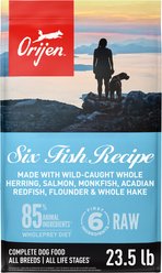 ORIJEN Six Fish Grain-Free Poultry Free High-Protein Dry Dog Food, 23.5-lb bag slide 1 of 8