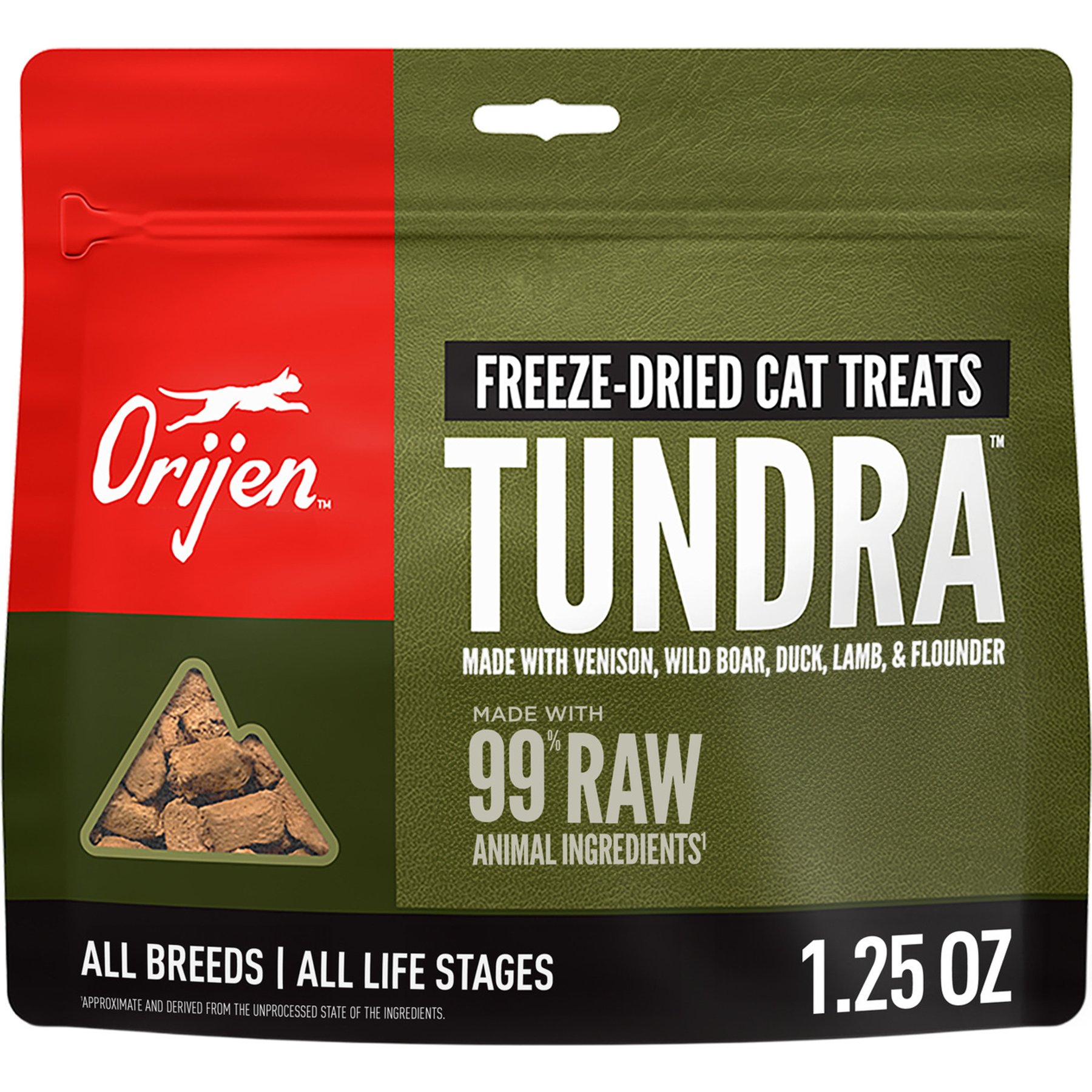ORIJEN ORIJEN Tundra Grain-Free High-Protein Raw Animal Ingredients Freeze-Dried Cat Treats, 1.25-oz bag