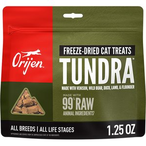 ORIJEN Tundra Grain-Free High-Protein Raw Animal Ingredients Freeze-Dried Cat Treats, 1.25-oz bag